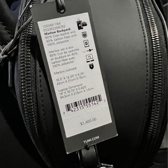 COPY - Tumi Ashton Marlow Carbon Fiber Backpack - Picture 4 of 8